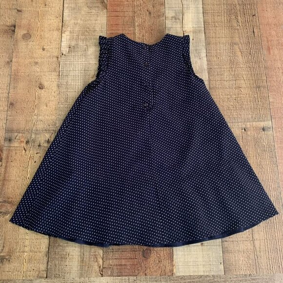 Pippa And Julie Girl's Size 5 Navy Blue And White Polka Dot Dress - Picture 7 of 8